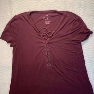 American Eagle “soft and sexy” maroon blouse size small